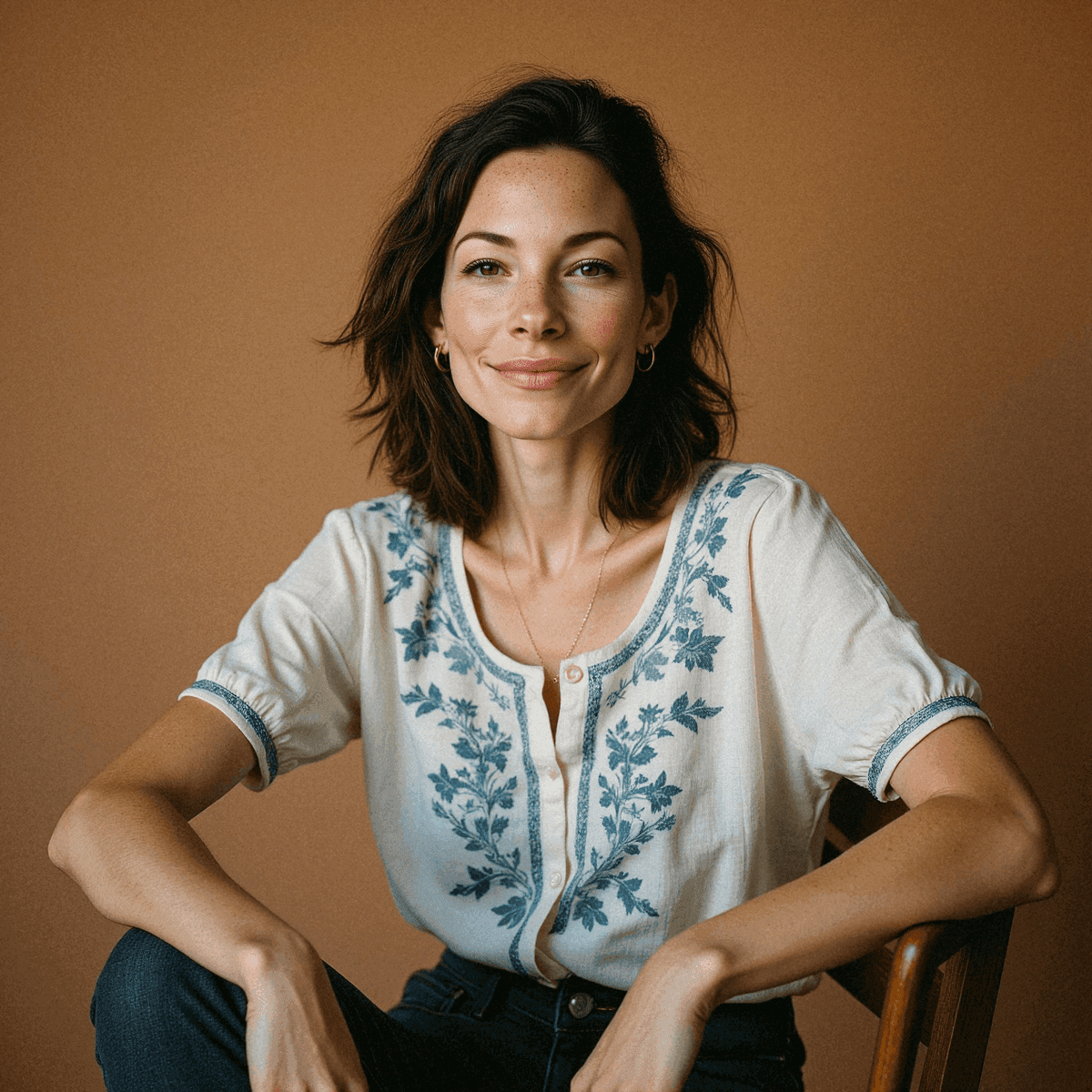 Soft Focus: Relaxed Summer Portrait in Embroidered Detail
