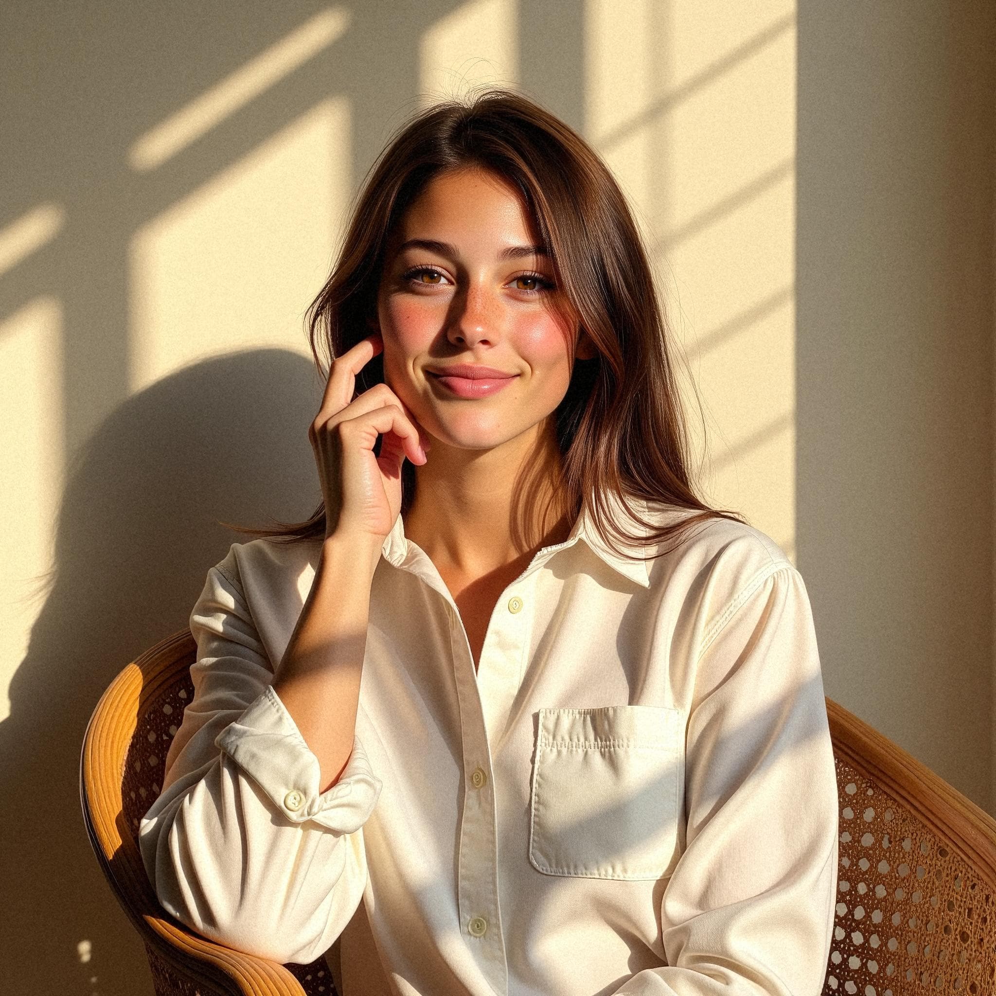 AI-generated professional headshot of Sophia, made from their selfies